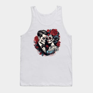 Bride and Groom Day of the Dead Skull Candy graphic Tank Top